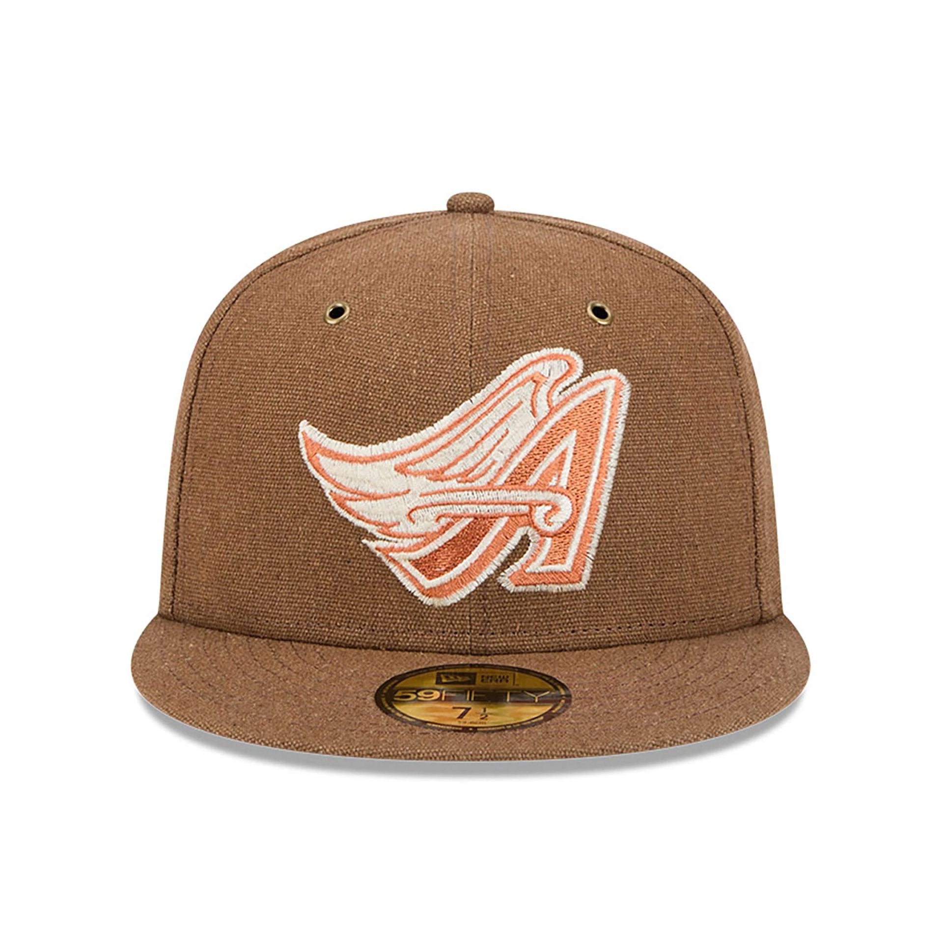 This is a LA Angels Antique Plaid Dark Brown 59FIFTY Fitted Cap 3