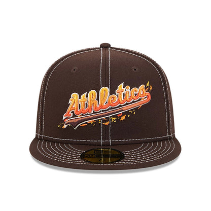 This is a Oakland Athletics Fall Foliage Dark Brown 59FIFTY Fitted Cap 3