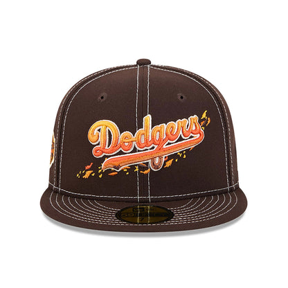 This is a LA Dodgers Fall Foliage Dark Brown 59FIFTY Fitted Cap 3