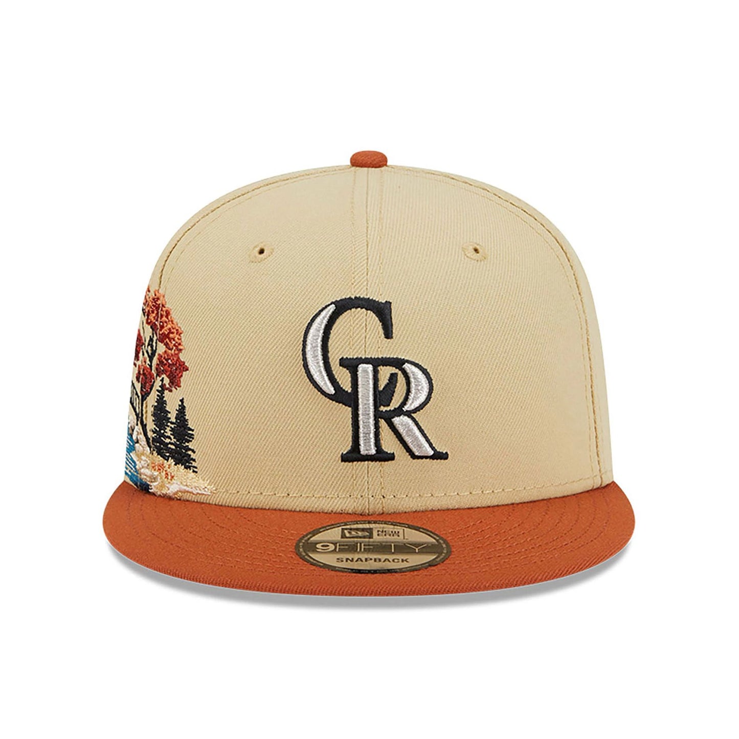 This is a Colorado Rockies Fall Landscape Light Beige 9FIFTY Snapback Cap 3