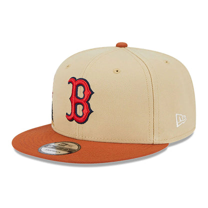 This is a Boston Red Sox Fall Landscape Light Beige 9FIFTY Snapback Cap 4