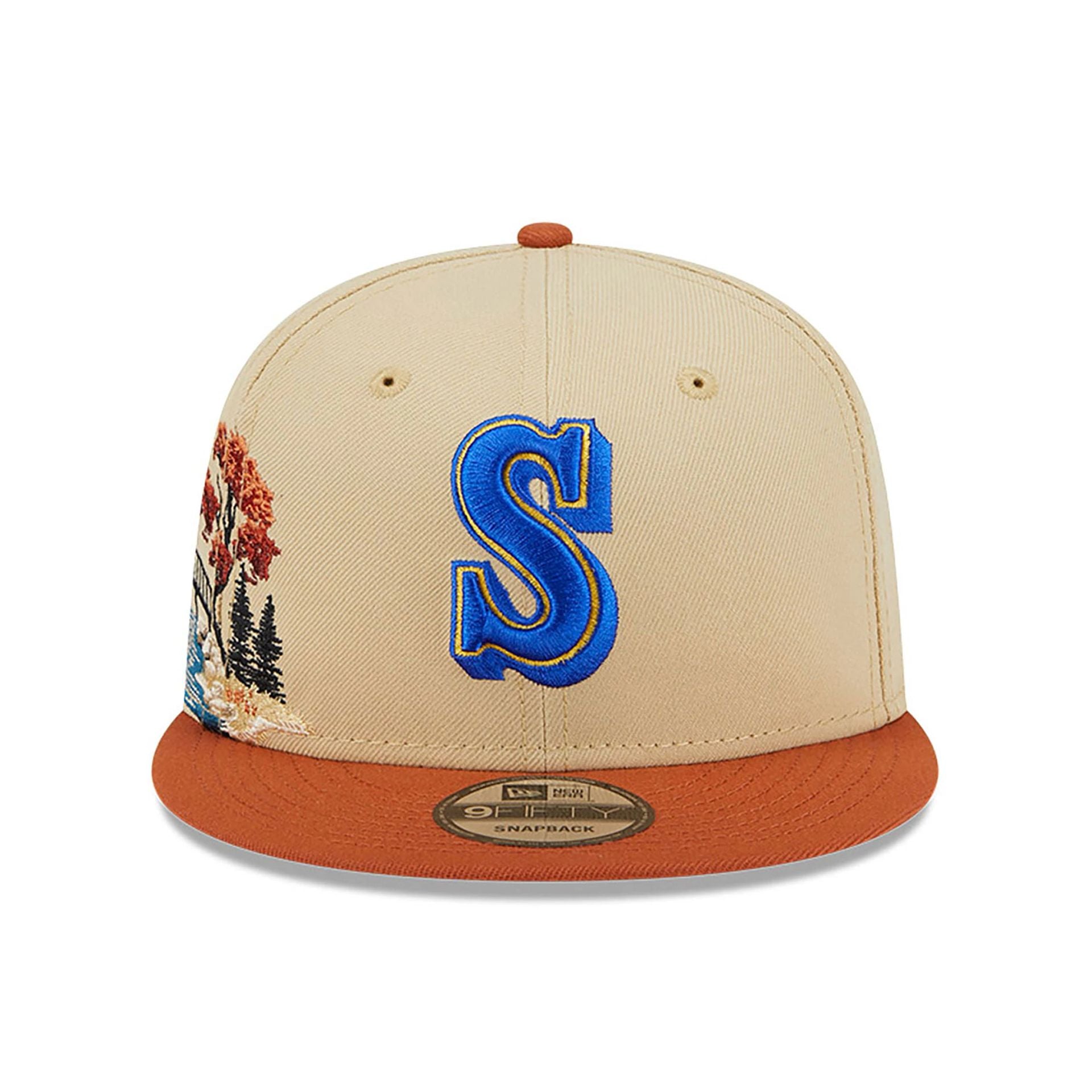 This is a Seattle Mariners Fall Landscape Light Beige 9FIFTY Snapback Cap 3