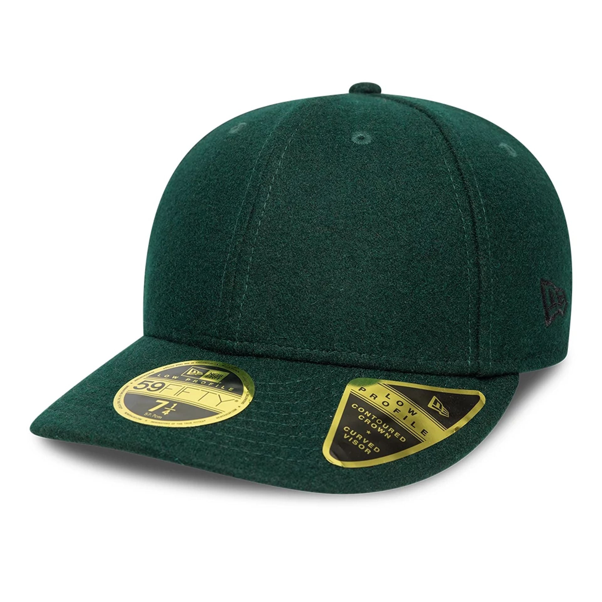 This is a New Era Melton Wool Dark Green Low Profile 59FIFTY Fitted Cap 1