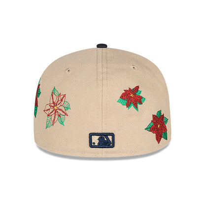 This is a New York Yankees Christmas Poinsettia Light Beige 59FIFTY Fitted Cap 6