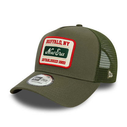 This is a New Era Patch Green 9FORTY A-Frame Trucker Adjustable Cap 1