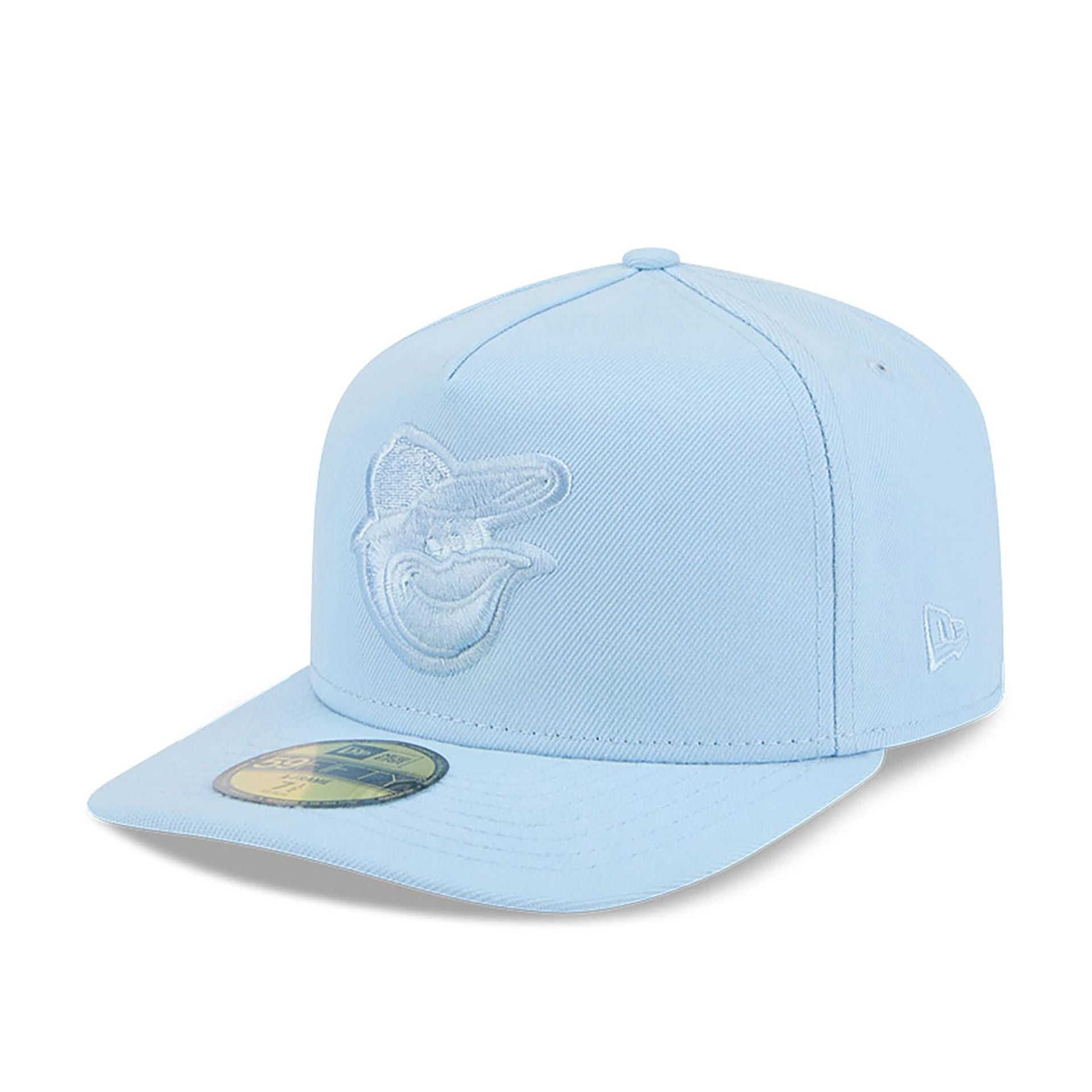 This is a Baltimore Orioles Colour Pack Pastel Blue A-Frame 59FIFTY Fitted Cap 1