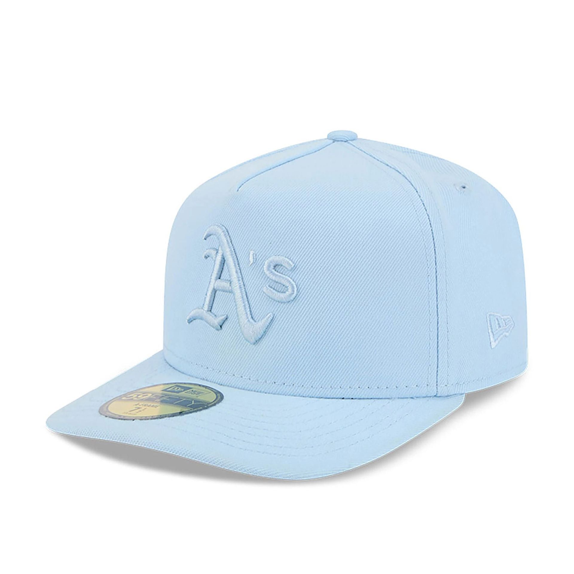 This is a Oakland Athletics Colour Pack Pastel Blue A-Frame 59FIFTY Fitted Cap 1