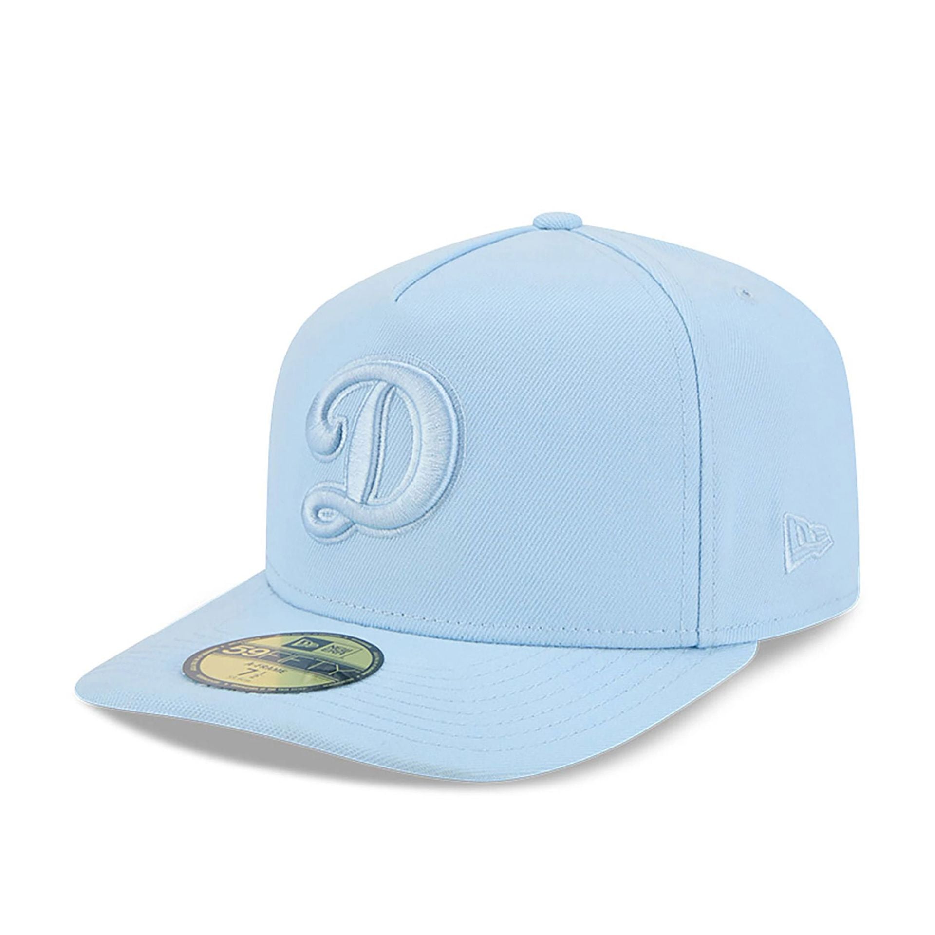 This is a LA Dodgers Colour Pack Pastel Blue A-Frame 59FIFTY Fitted Cap 1