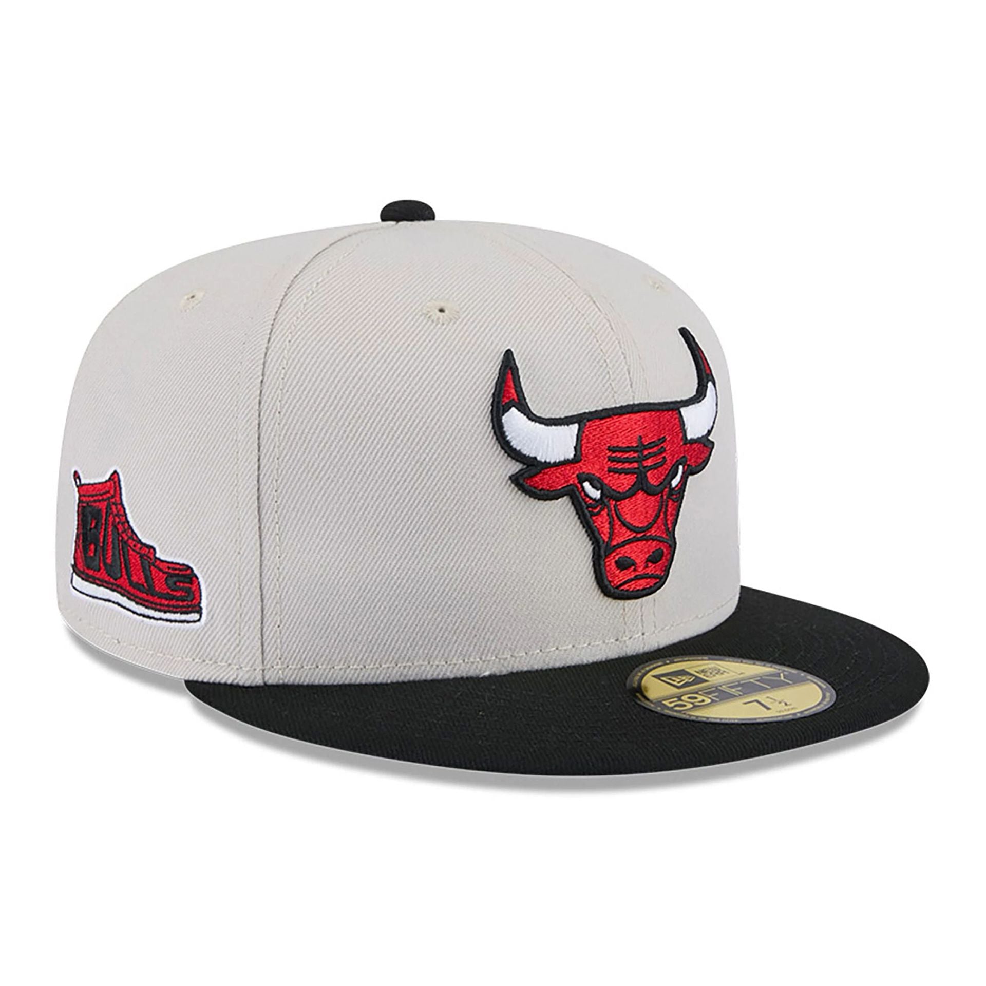 This is a Chicago Bulls NBA All Star Game 2025 Fan Pack Cream 59FIFTY Fitted Cap 1