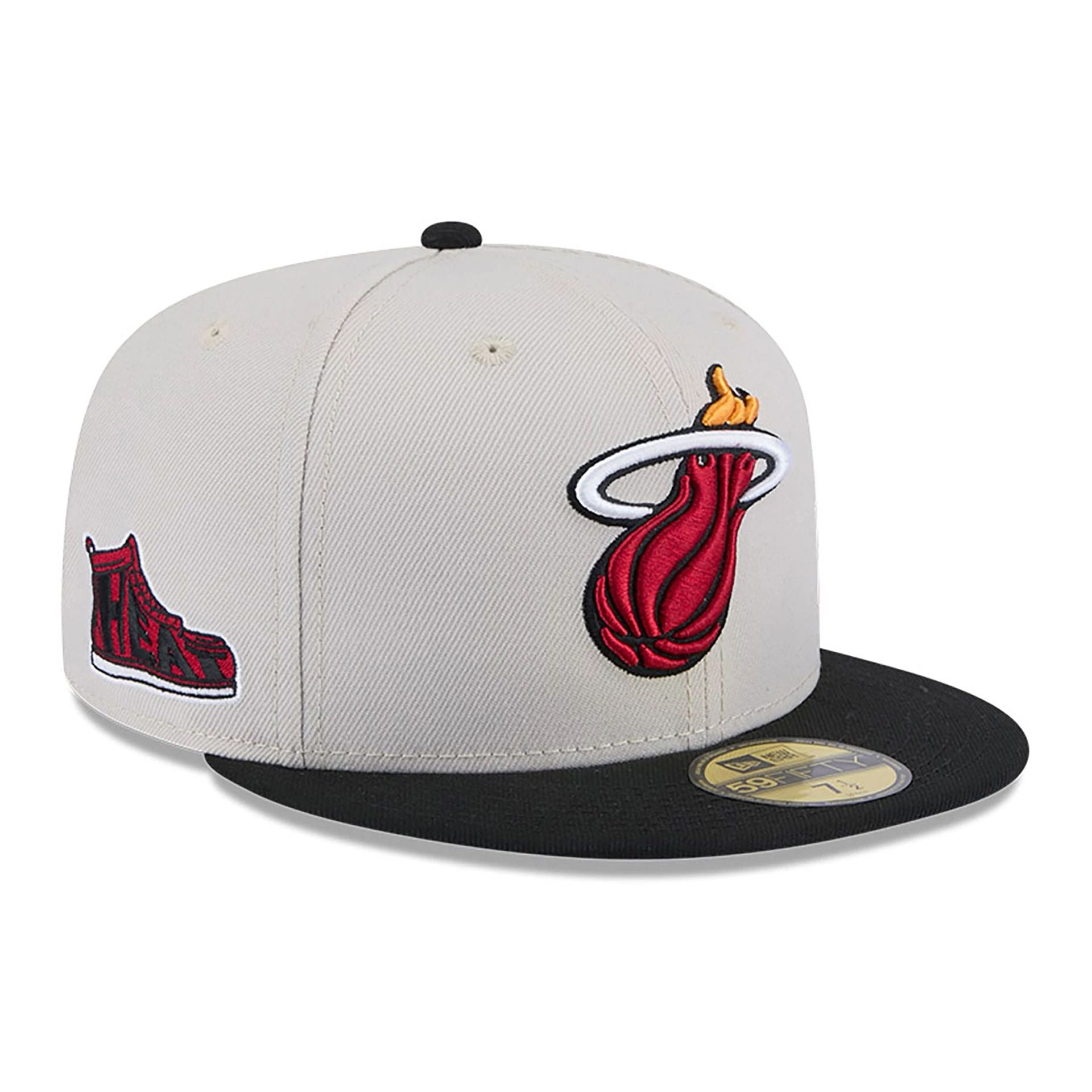 This is a Miami Heat NBA All Star Game 2025 Fan Pack Cream 59FIFTY Fitted Cap 1