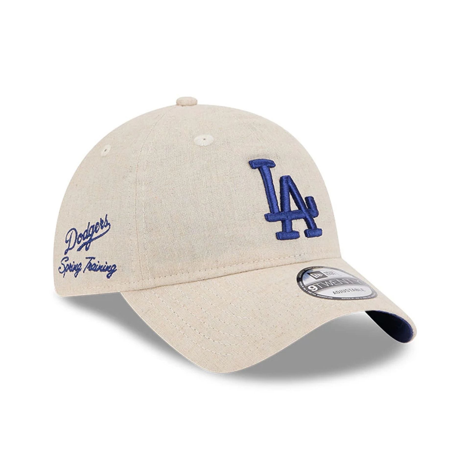 This is a LA Dodgers Spring Training Fan Pack 2025 Cream 9TWENTY Adjustable Cap 1