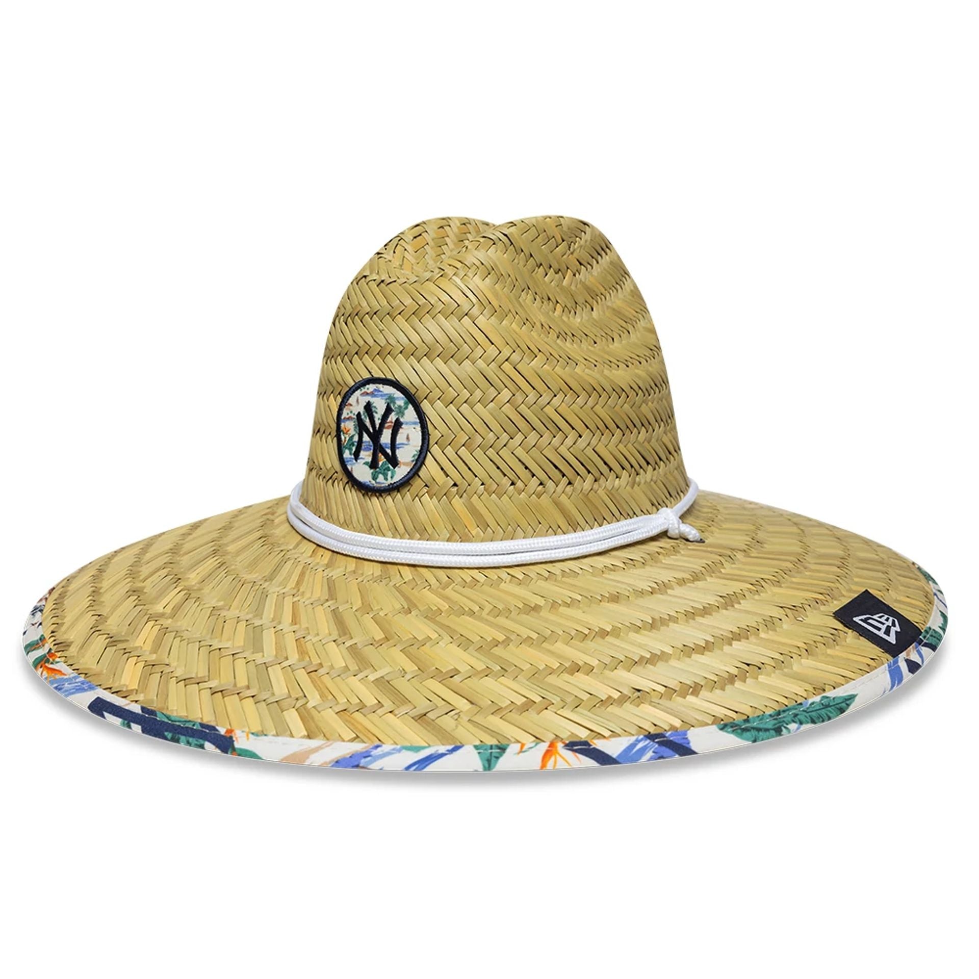 This is a New York Yankees Spring Training Fan Pack 2025 Beige Straw Hat 1