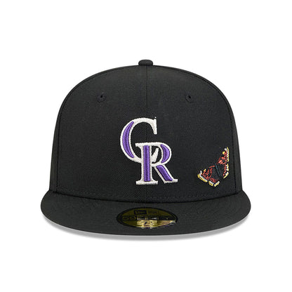 This is a Colorado Rockies FELT x MLB Black 59FIFTY Fitted Cap 3