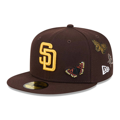 This is a San Diego Padres FELT x MLB Dark Brown 59FIFTY Fitted Cap 1