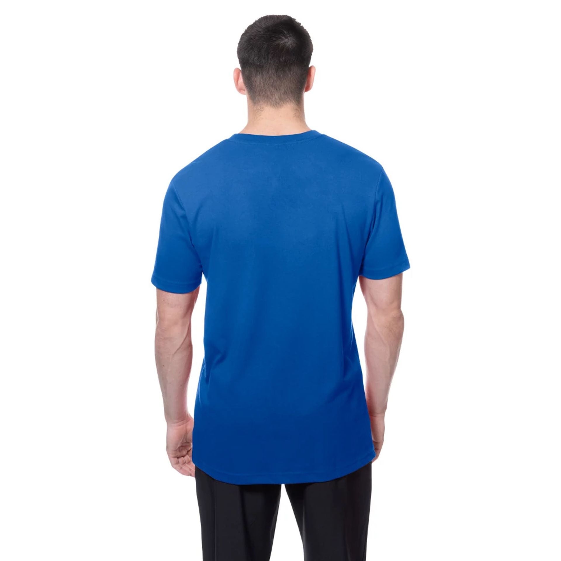 The Male model is wearing New York Mets MLB Batting Practice Blue T-Shirt 2