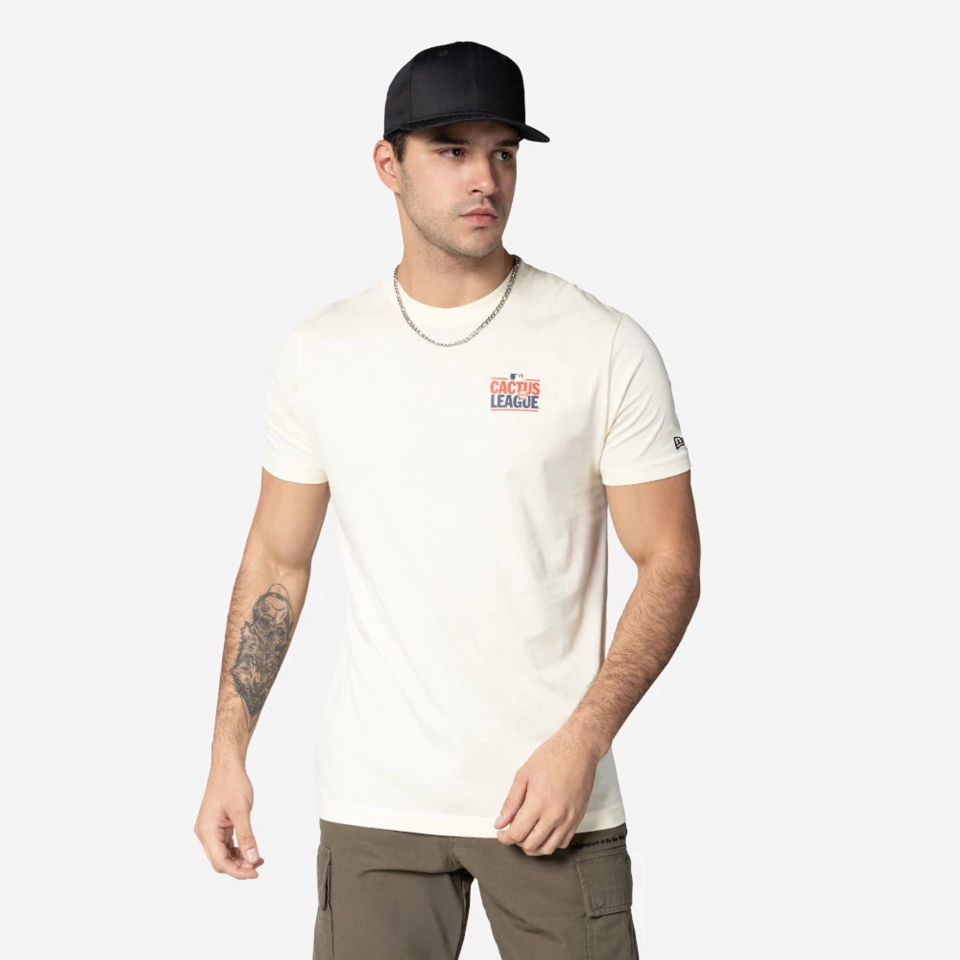 The Male model is wearing Cactus League Spring Training 2025 Cream T-Shirt 1