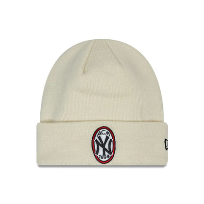 This is a AC Milan x New York Yankees Script Stone Cuff Knit Beanie Hat 1