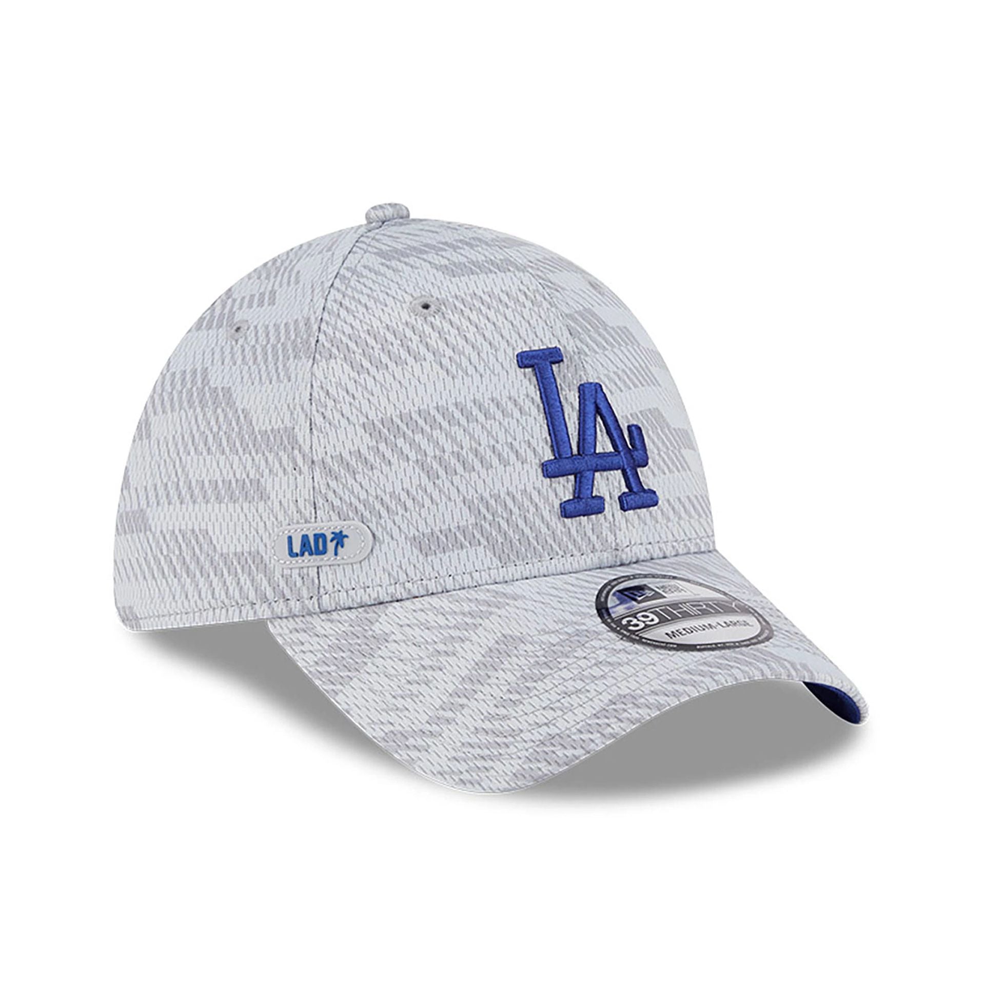 This is a LA Dodgers Club House Grey 39THIRTY Stretch Fit Cap 1