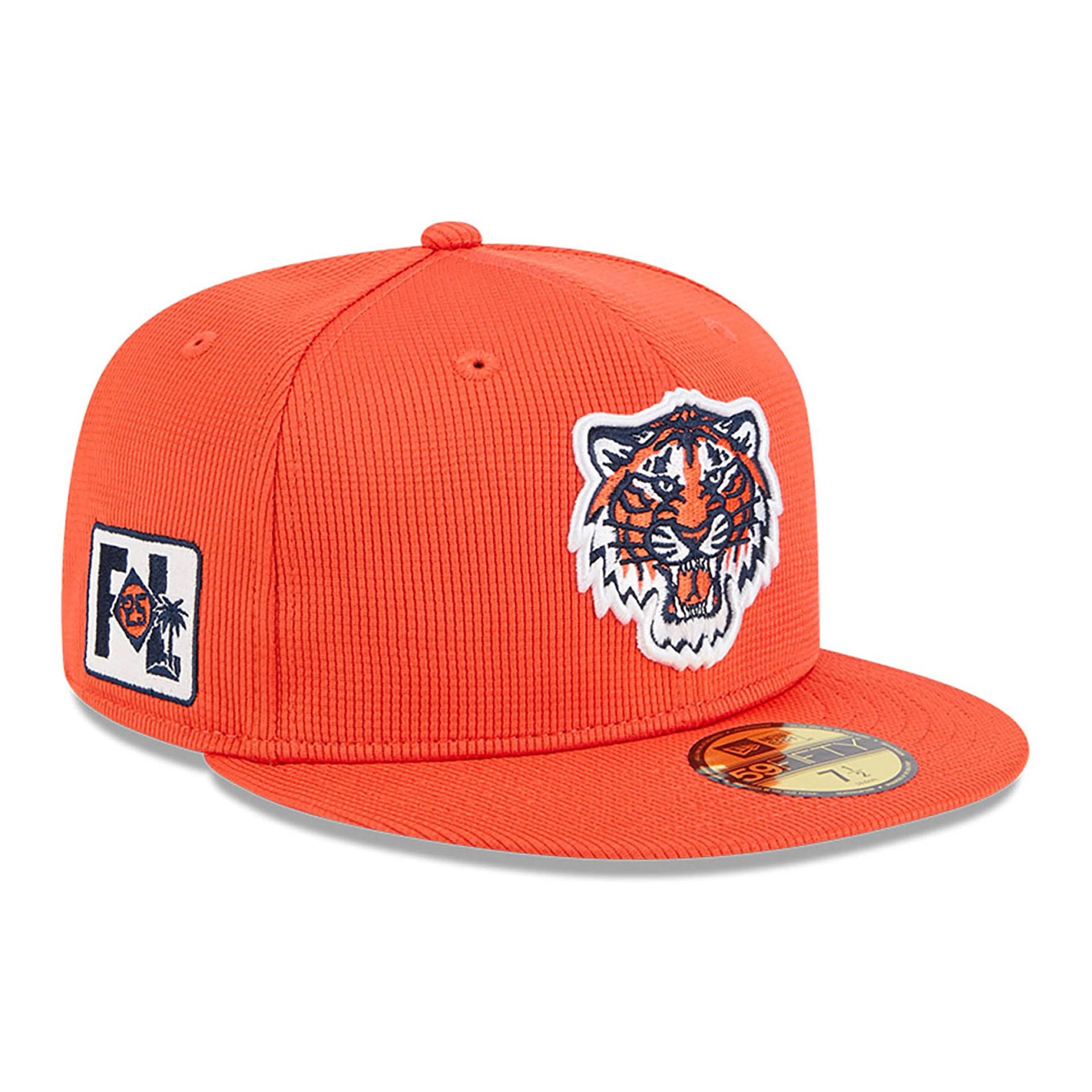 This is a Detroit Tigers Spring Training 2025 Orange 59FIFTY Fitted Cap 1