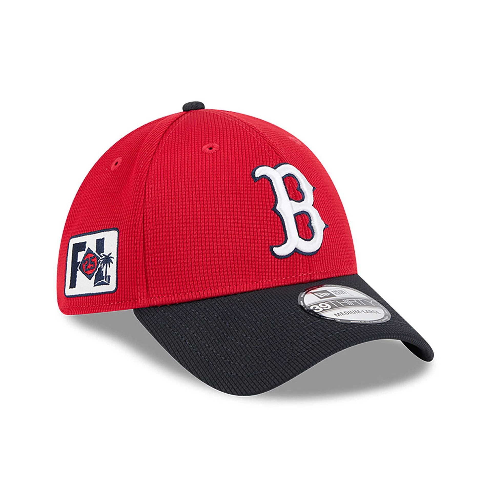 This is a Boston Red Sox Spring Training 2025 Red 39THIRTY Stretch Fit Cap 1