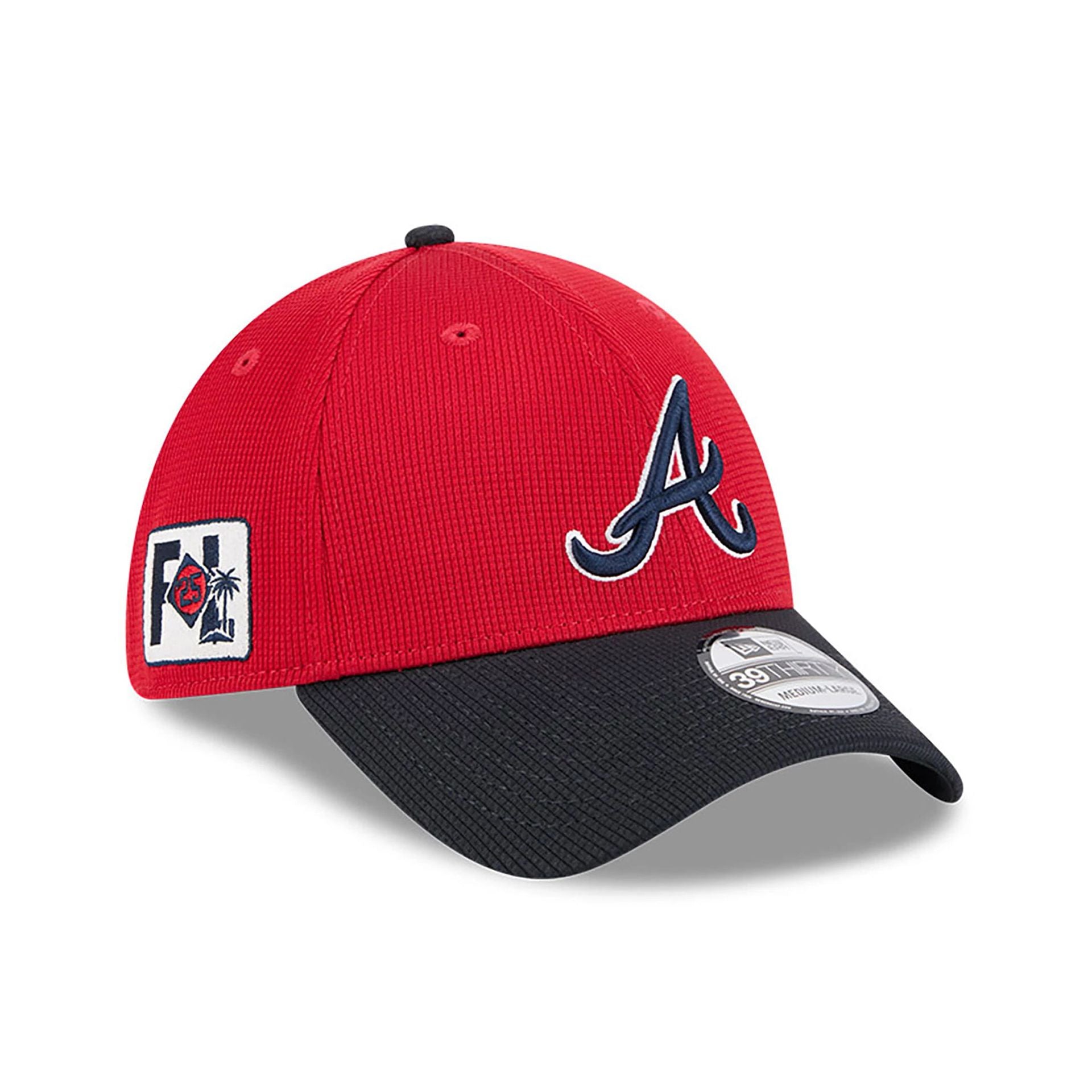 This is a Atlanta Braves Spring Training 2025 Red 39THIRTY Stretch Fit Cap 1