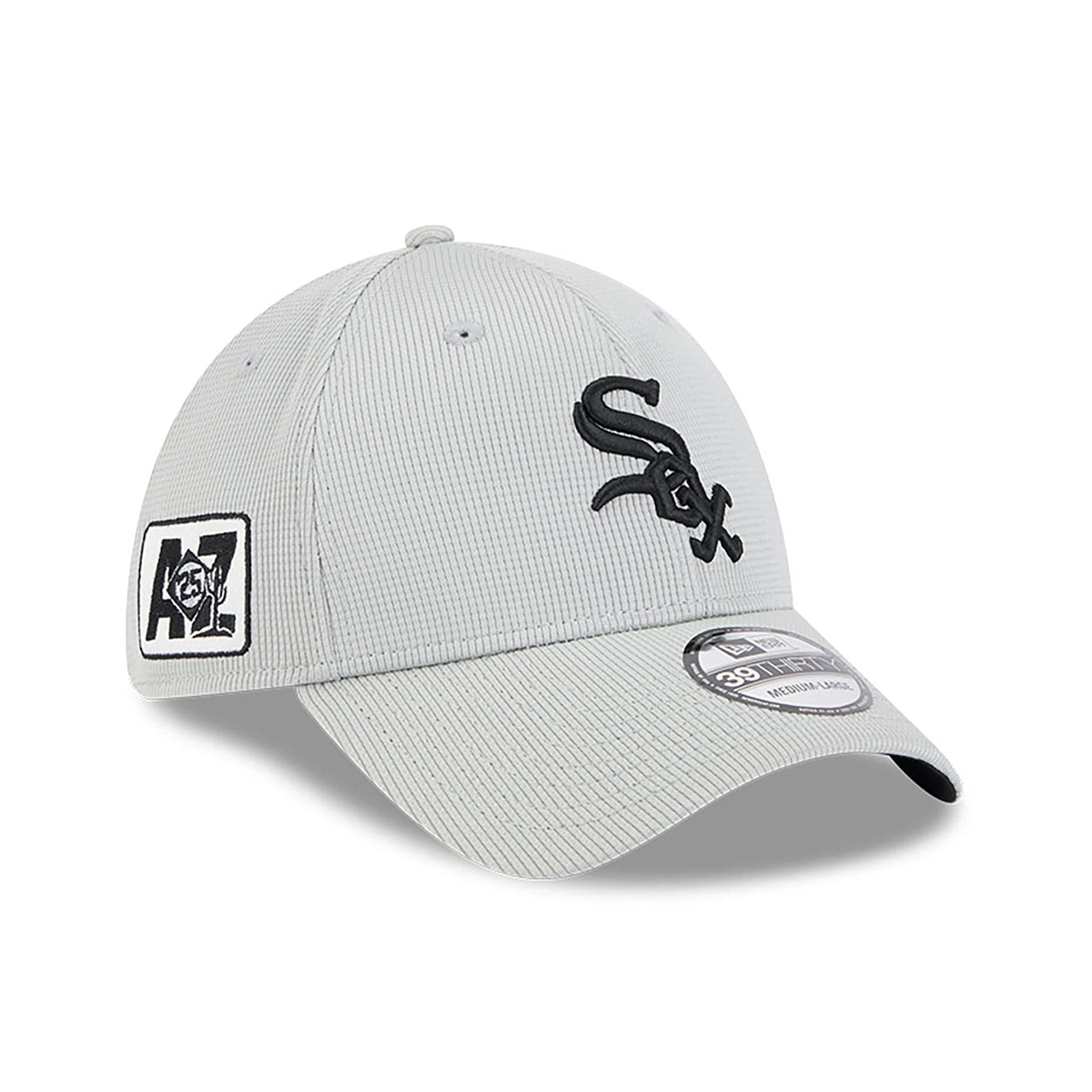 This is a Chicago White Sox Spring Training 2025 Light Grey 39THIRTY Stretch Fit Cap 1