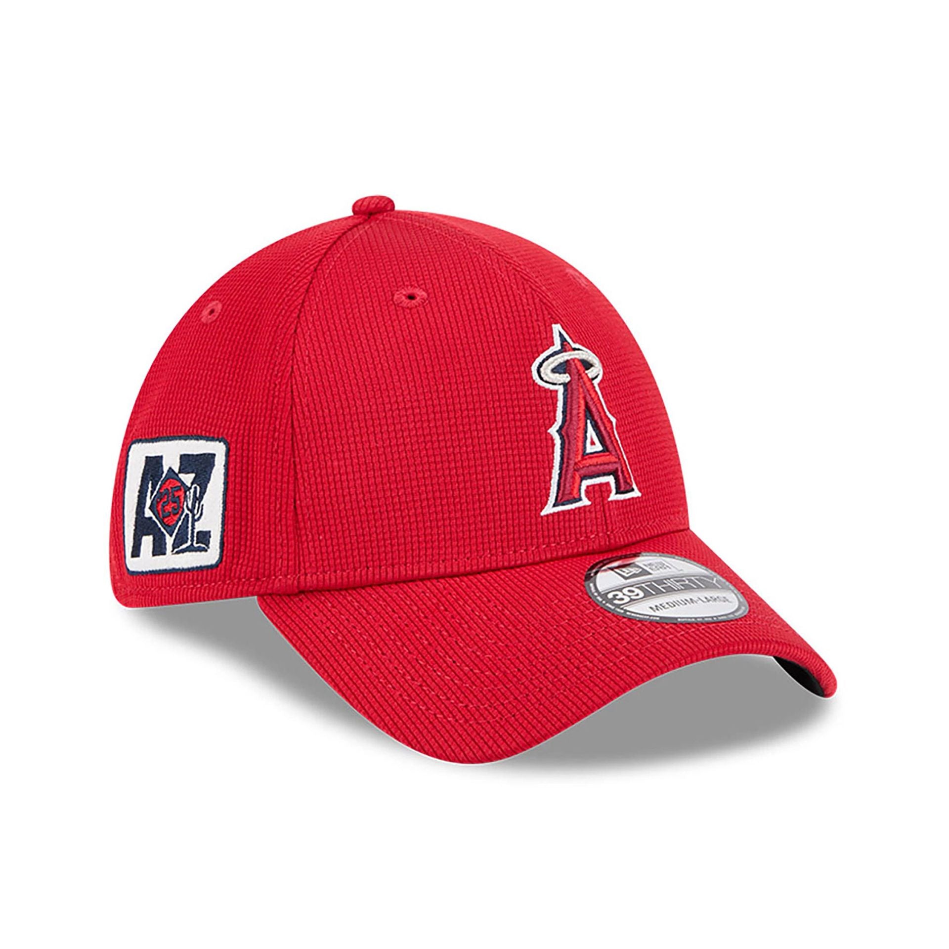 This is a LA Angels Spring Training 2025 Red 39THIRTY Stretch Fit Cap 1