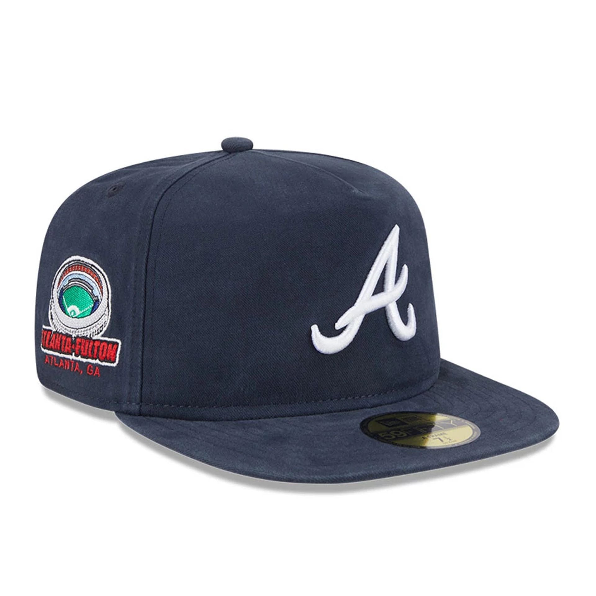 This is a Atlanta Braves Championship Side Flag Navy 59FIFTY A-Frame Fitted Cap 1