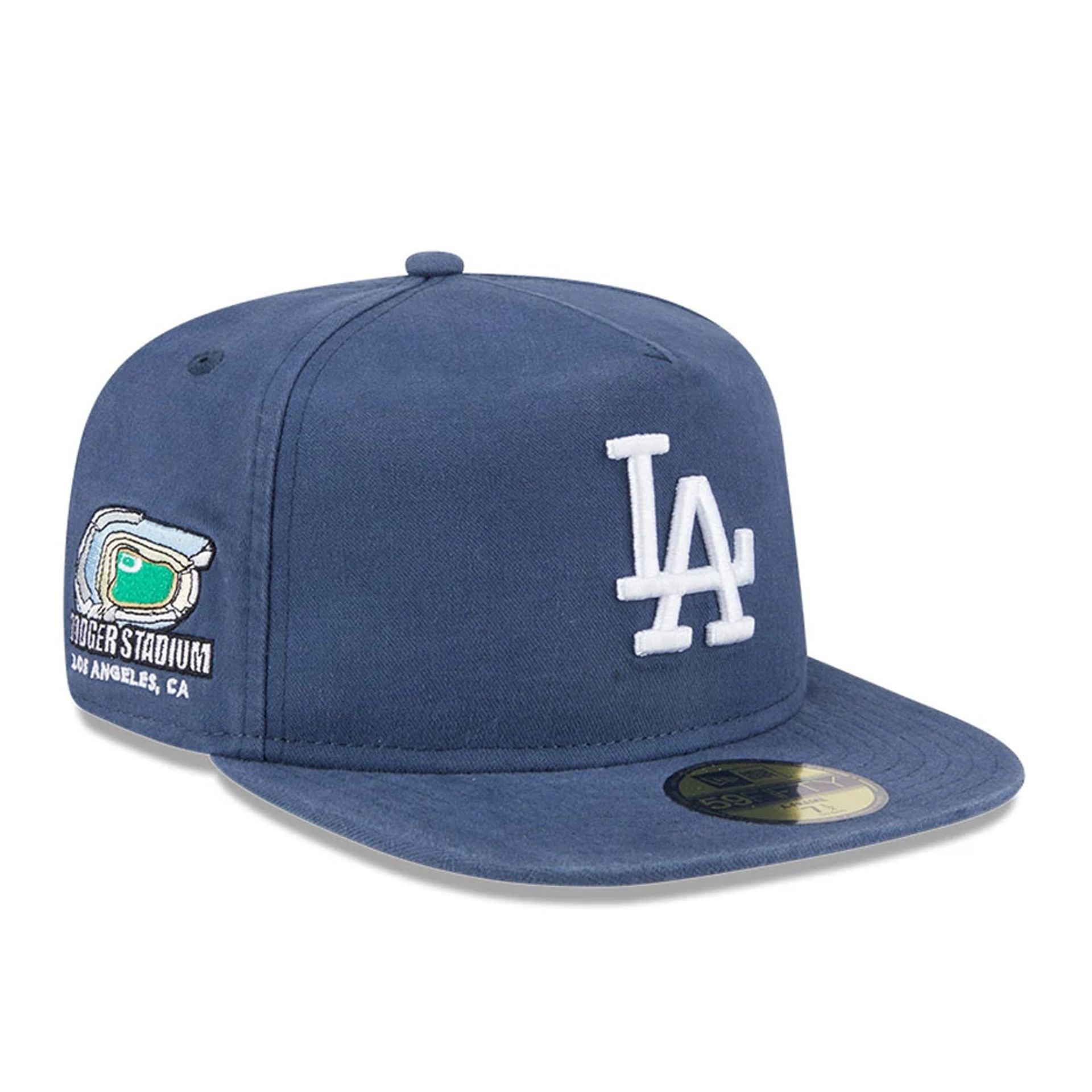 This is a LA Dodgers Championship Side Flag Dark Blue 59FIFTY A-Frame Fitted Cap 1