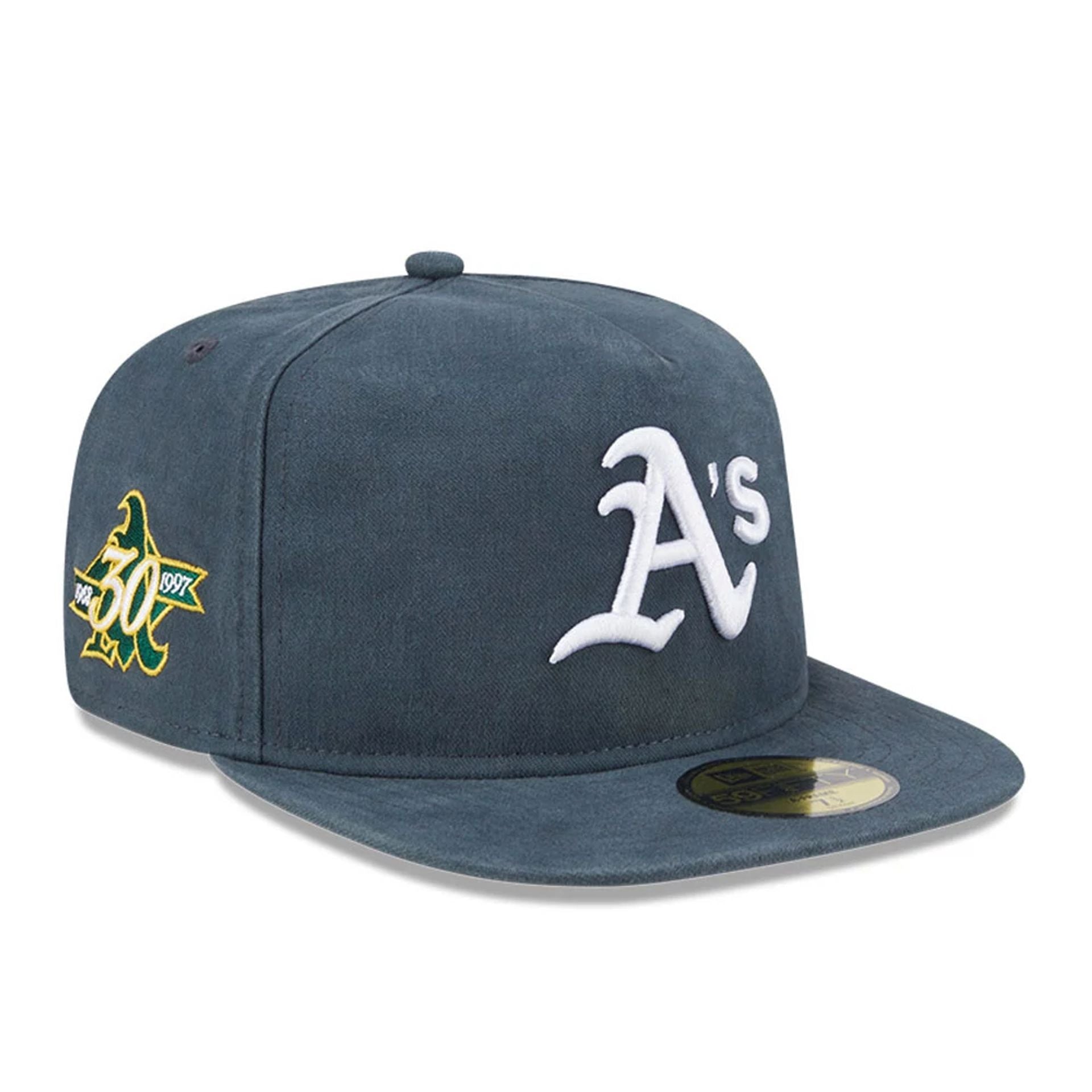 This is a Oakland Athletics Championship Side Flag Dark Green 59FIFTY A-Frame Fitted Cap 1