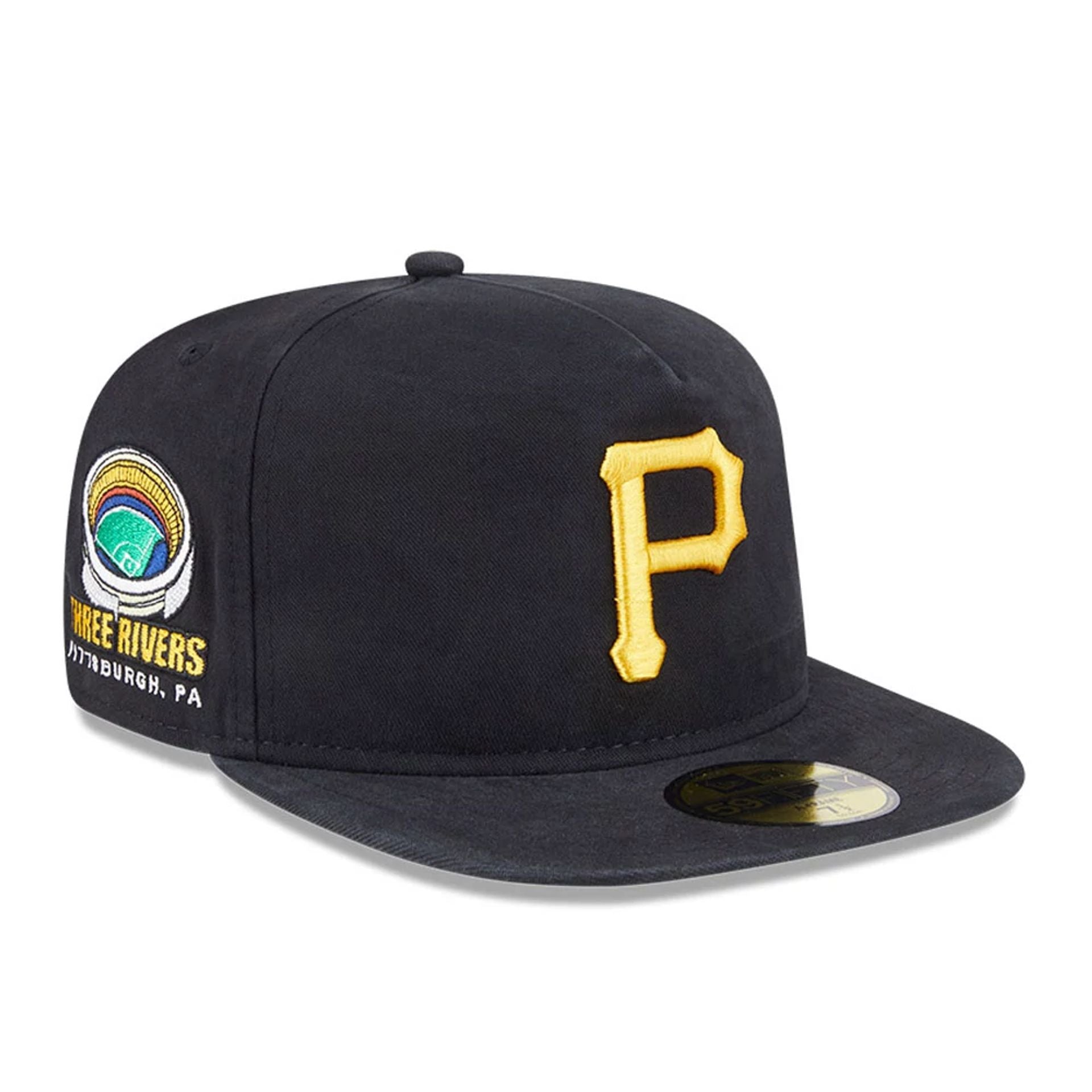 This is a Pittsburgh Pirates Championship Side Flag Black 59FIFTY A-Frame Fitted Cap 1