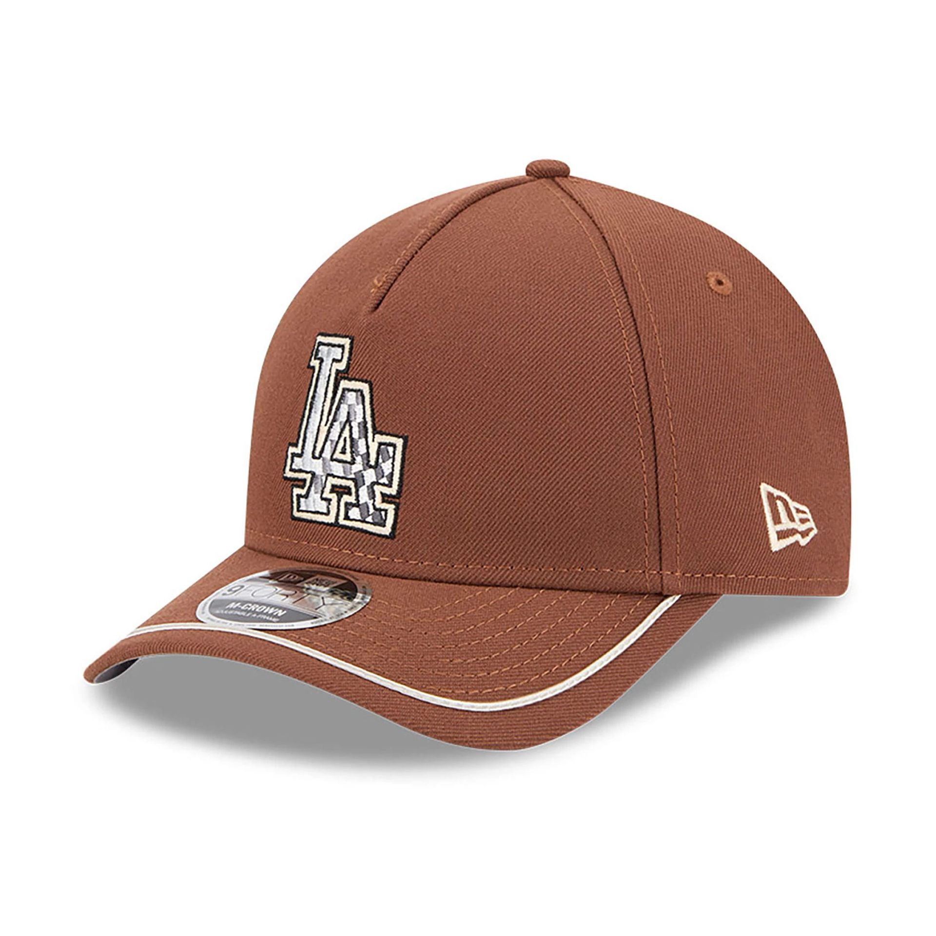 This is a LA Dodgers New Era Motorsport Dark Brown 9FORTY M-Crown A-Frame Adjustable Cap 1