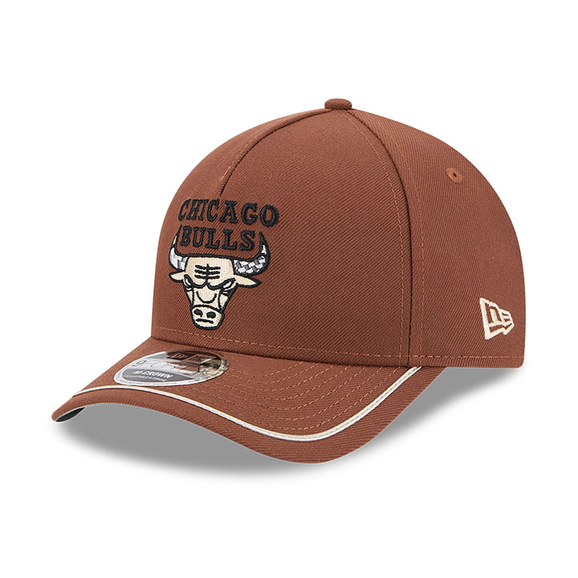 This is a Chicago Bulls New Era Motorsport Dark Brown 9FORTY M-Crown A-Frame Adjustable Cap 1