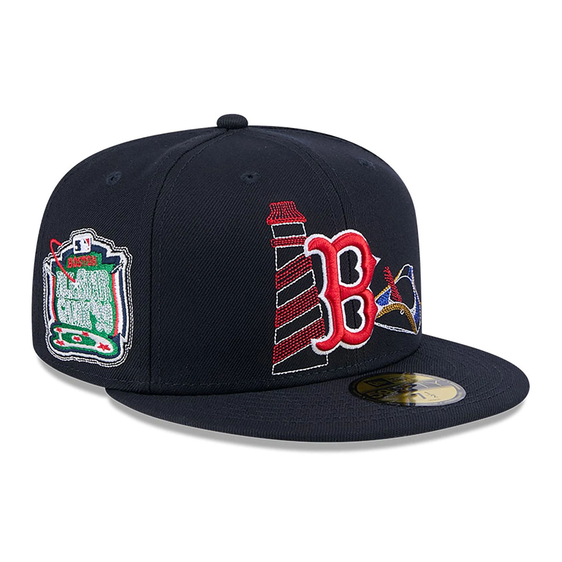 This is a Boston Red Sox State Stitch Navy 59FIFTY Fitted Cap 1