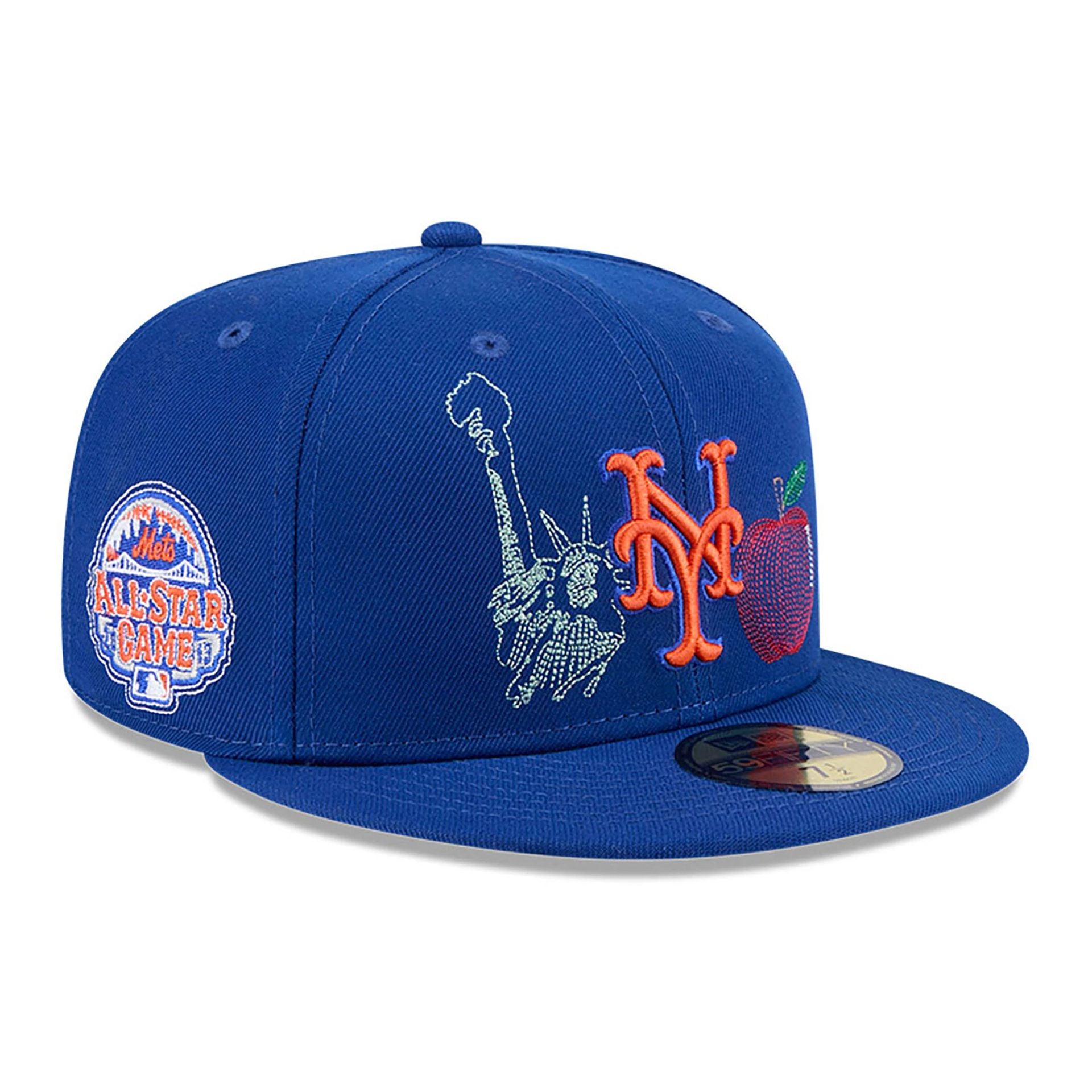 This is a New York Mets State Stitch Blue 59FIFTY Fitted Cap 1