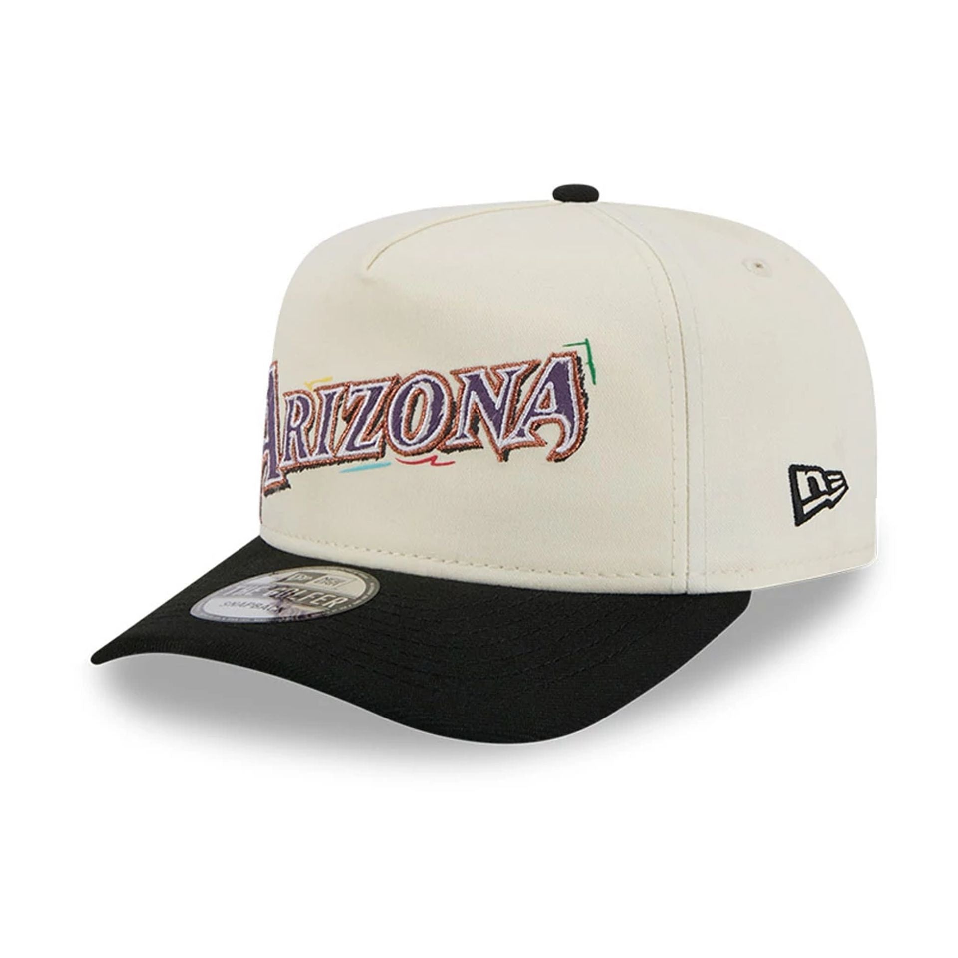 This is a Arizona Diamondbacks Team Scribble White Golfer Adjustable Cap 1