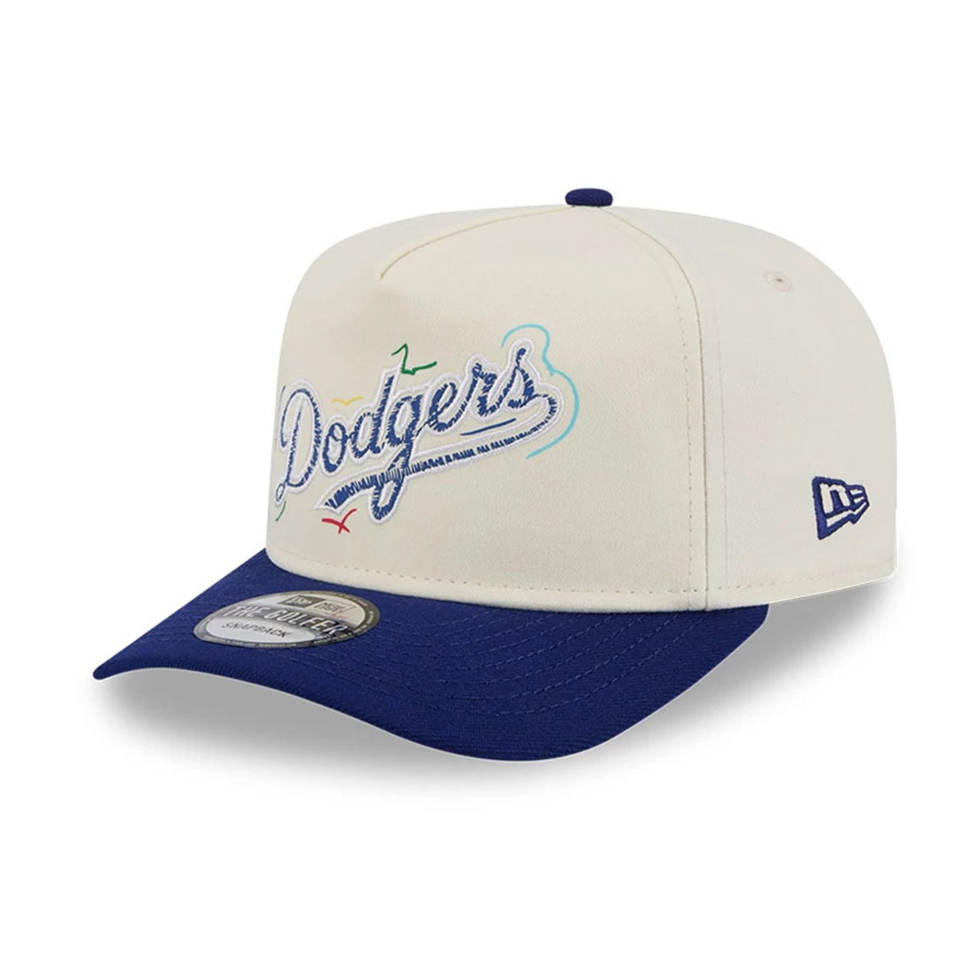 This is a LA Dodgers Team Scribble White Golfer Adjustable Cap 1