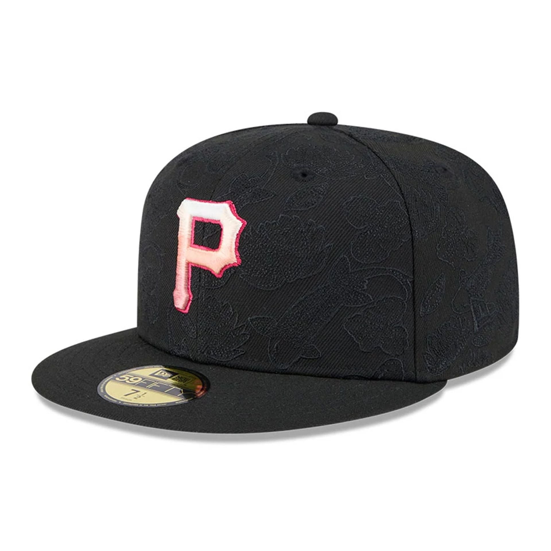 This is a Pittsburgh Pirates Tonal Koi Black 59FIFTY Fitted Cap 1