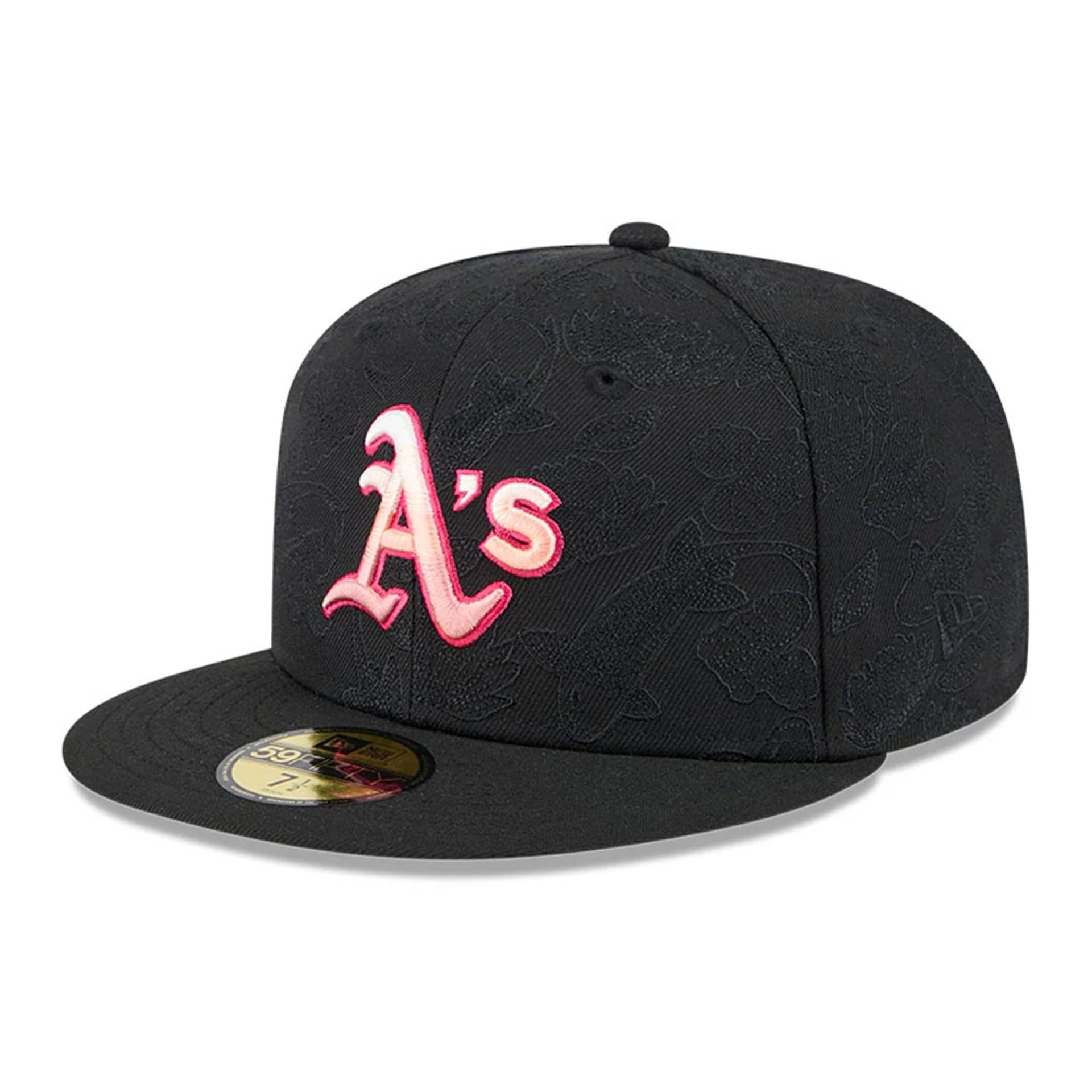 This is a Oakland Athletics Tonal Koi Black 59FIFTY Fitted Cap 1