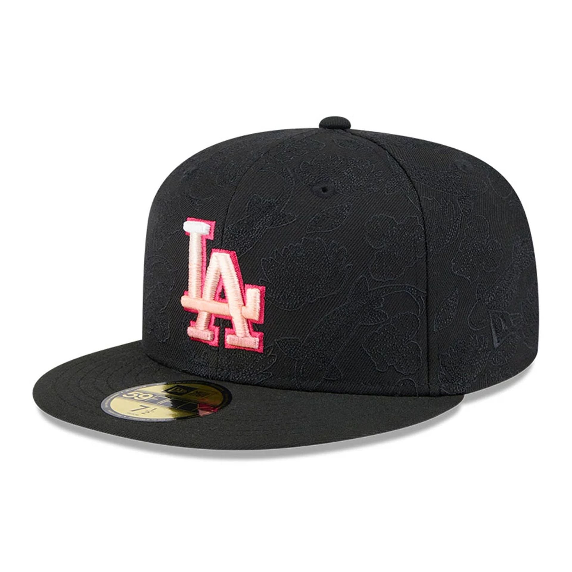 This is a LA Dodgers Tonal Koi Black 59FIFTY Fitted Cap 1