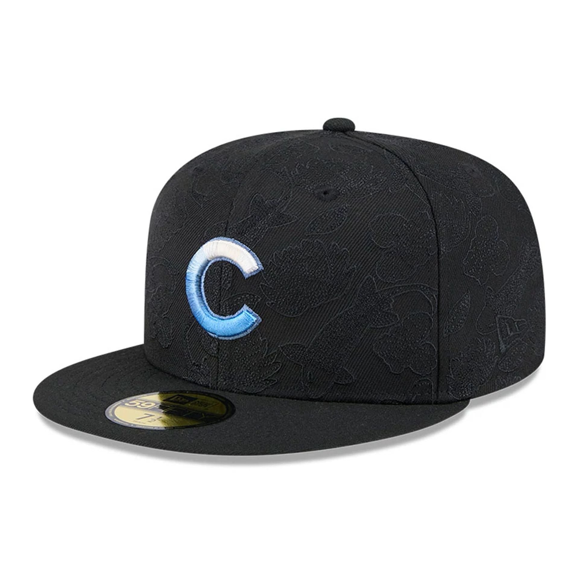 This is a Chicago Cubs Tonal Koi Black 59FIFTY Fitted Cap 1