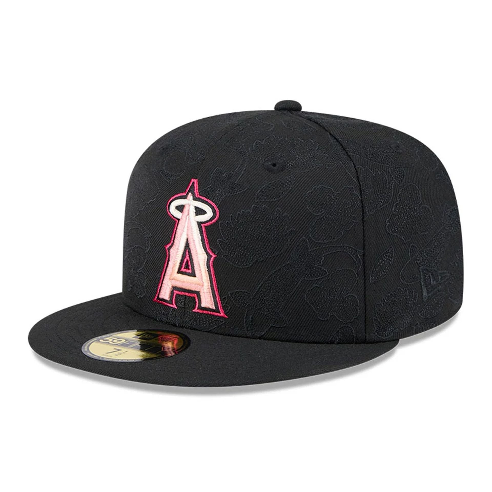 This is a LA Angels Tonal Koi Black 59FIFTY Fitted Cap 1