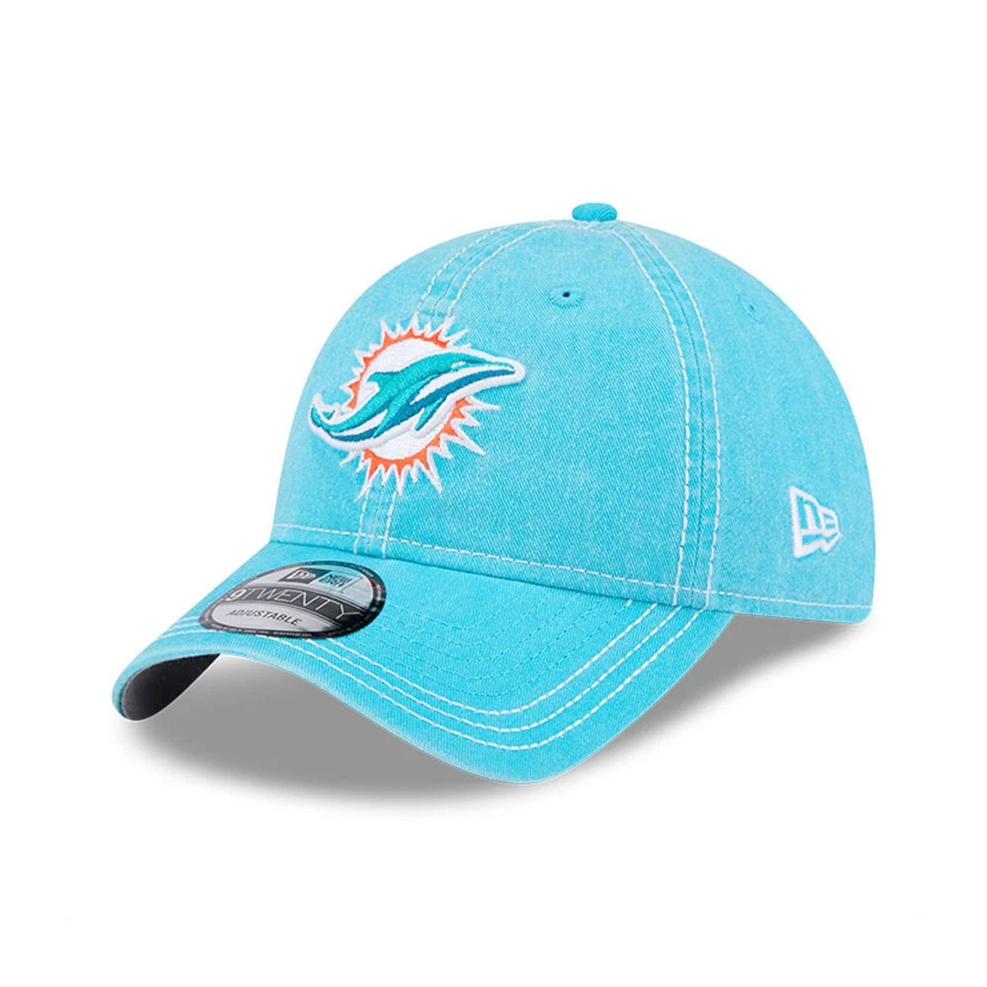 This is a Miami Dolphins Washed Contrast Turquoise 9TWENTY Adjustable Cap 1