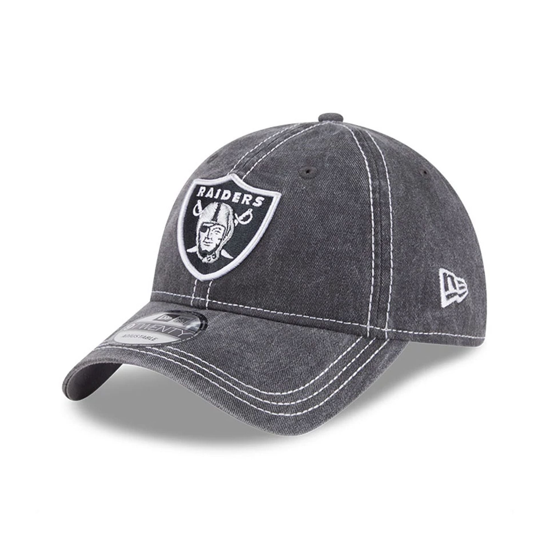 This is a Las Vegas Raiders Washed Contrast Black 9TWENTY Adjustable Cap 1