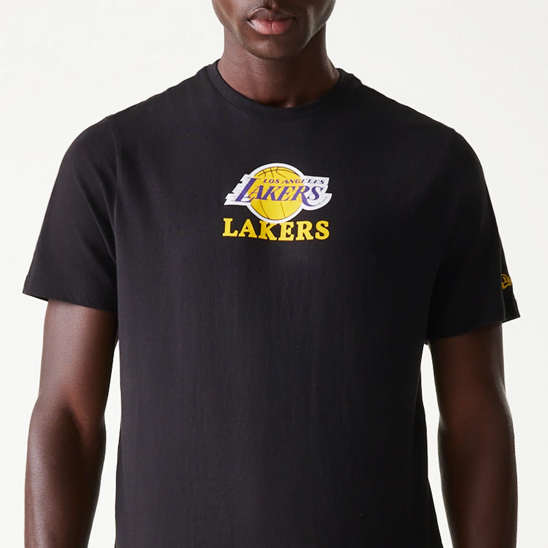 The Male model is wearing LA Lakers NBA Black T-Shirt 3