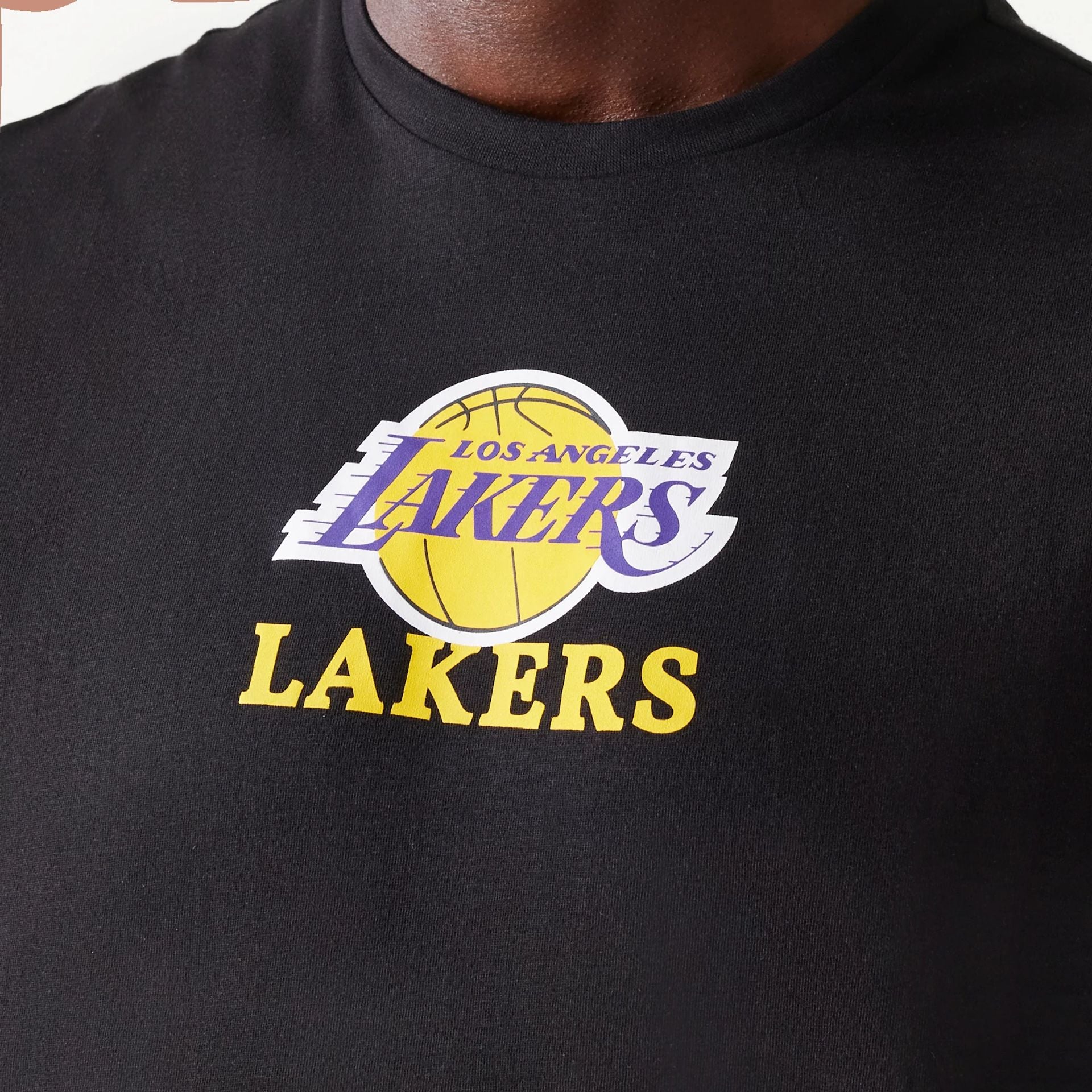 The Male model is wearing LA Lakers NBA Black T-Shirt 6