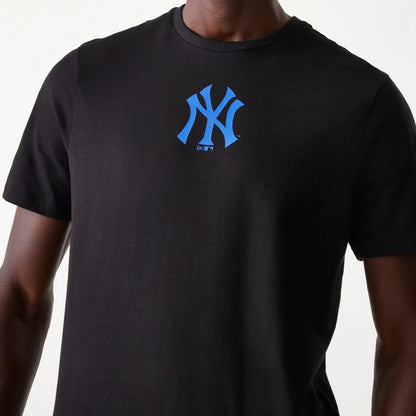 The Male model is wearing New York Yankees MLB Black T-Shirt 3