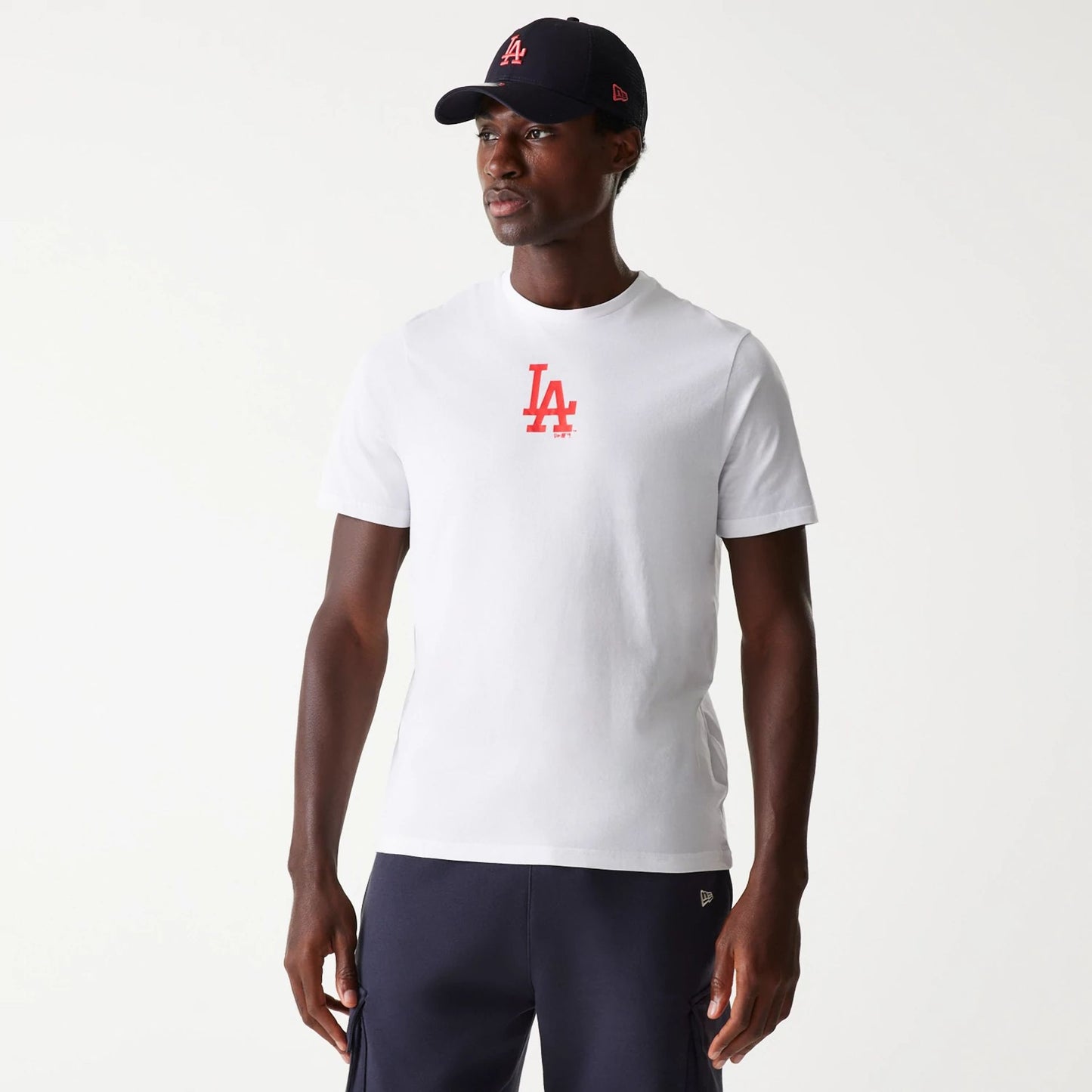 The Male model is wearing LA Dodgers MLB White T-Shirt 1