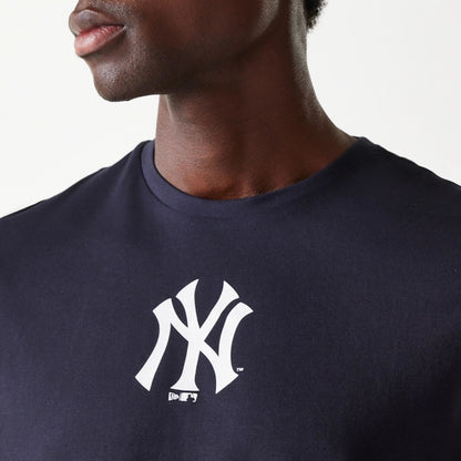 The Male model is wearing New York Yankees MLB Navy T-Shirt 6