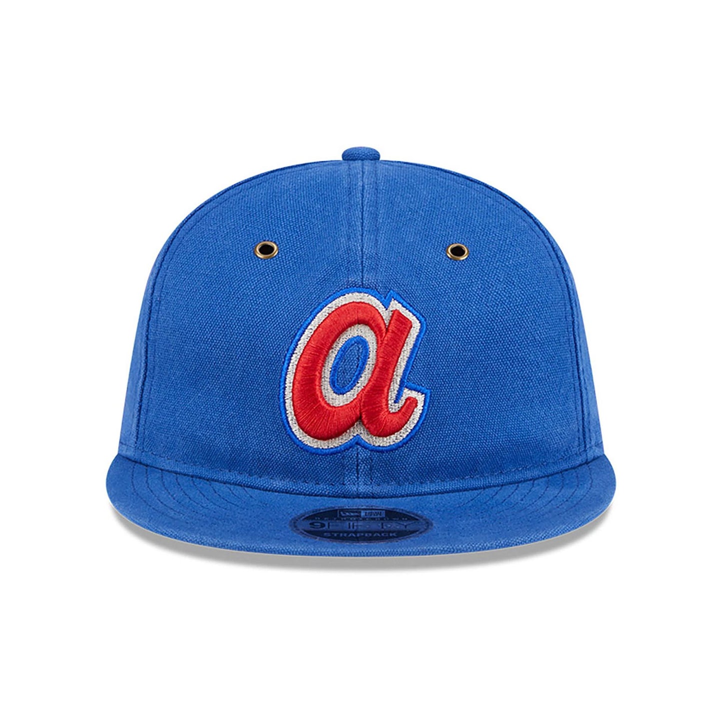 This is a Atlanta Braves Cotton Canvas Blue Retro Crown 9FIFTY Strapback Cap 3